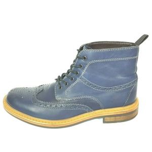 Clarks England Mens Blue Wingtip Leather Boots 8.5